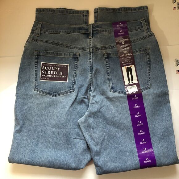 Gloria Vanderbilt Amanda Jeans Blue Maya Wash 14 Average Slimming Tapered Leg - Picture 5 of 8